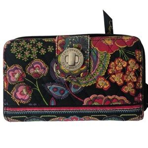 VERA BRADLEY FLORAL PAISLEY PRINT WALLET/WRISTLET/Small Clutch